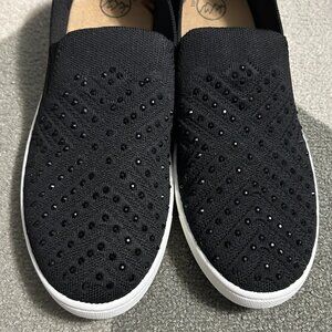 White Mountain Black Knit Rhinestone Embellished Upbring Sneakers Women's 10